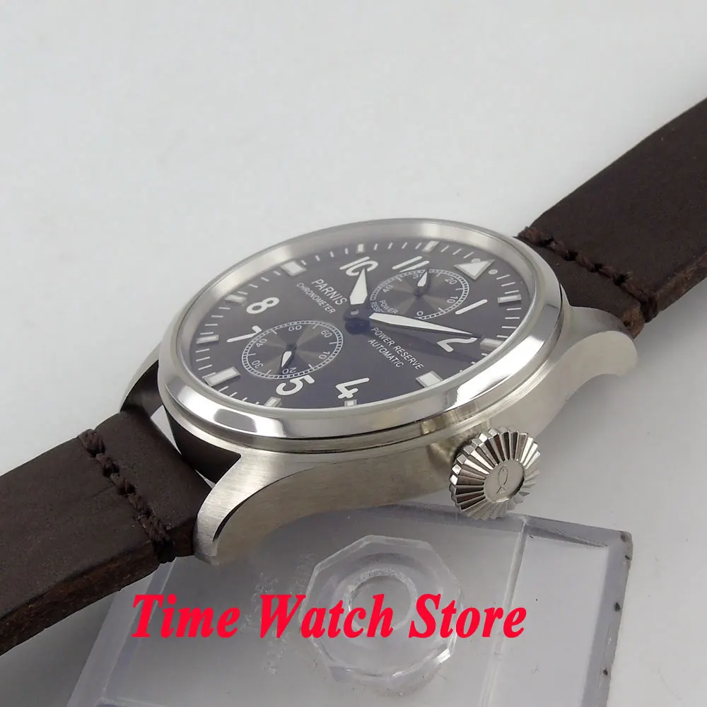 Parnis 47 мм черный Циферблат Световой индикатор резерва мощности ST2542