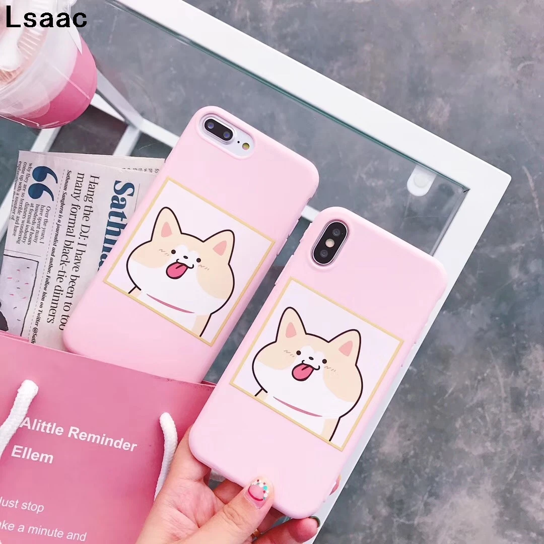 Милый чехол для телефона с собакой iphone X 6 S 7 8 Plus задняя крышка карамельный цвет
