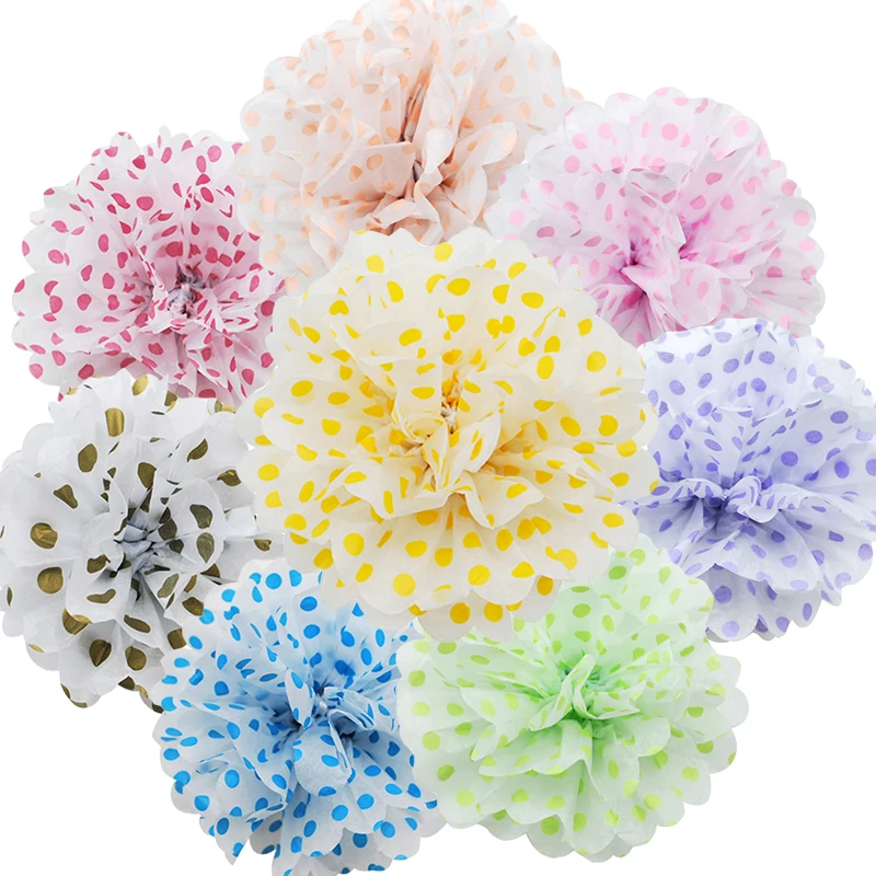 FUNNYBUNNY Новинка 6 дюймов папиросная бумага Pom Poms в горошек Цветочные шары Свадьба