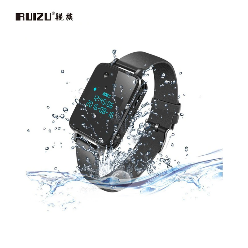 RUIZU K18 MP3 плеер водонепроницаемый цифровой диктофон 16 ГБ/8 ГБ браслет HiFi без потерь музыкальные часы шумоподавление