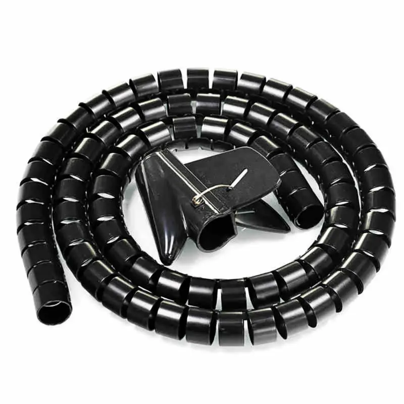 

Uxcell 5M Length 15mm Black Grey Spiral Wire Organizer Wrap Tube Flexible Manage Cord for PC Computer Home Hiding Cable w Clip