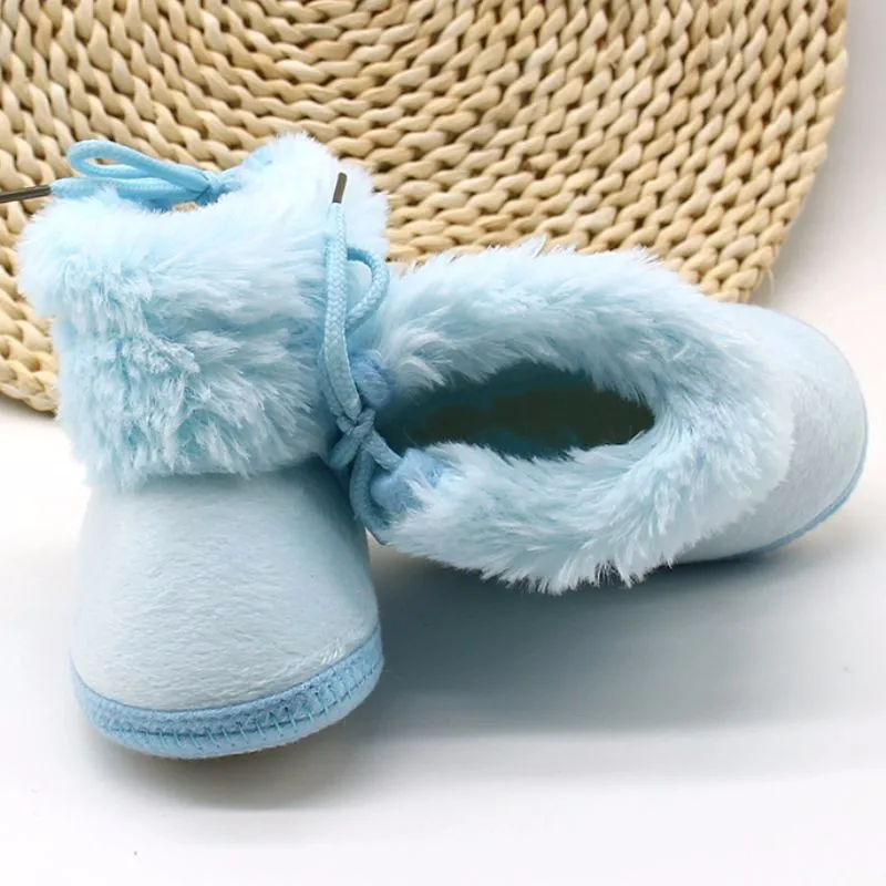 Теплые зимние пинетки для малышей для маленьких девочек ясельного возраста, с узлом-бабочкой противоскользящая бархатная теплая мягкая подошва обувь SZ01