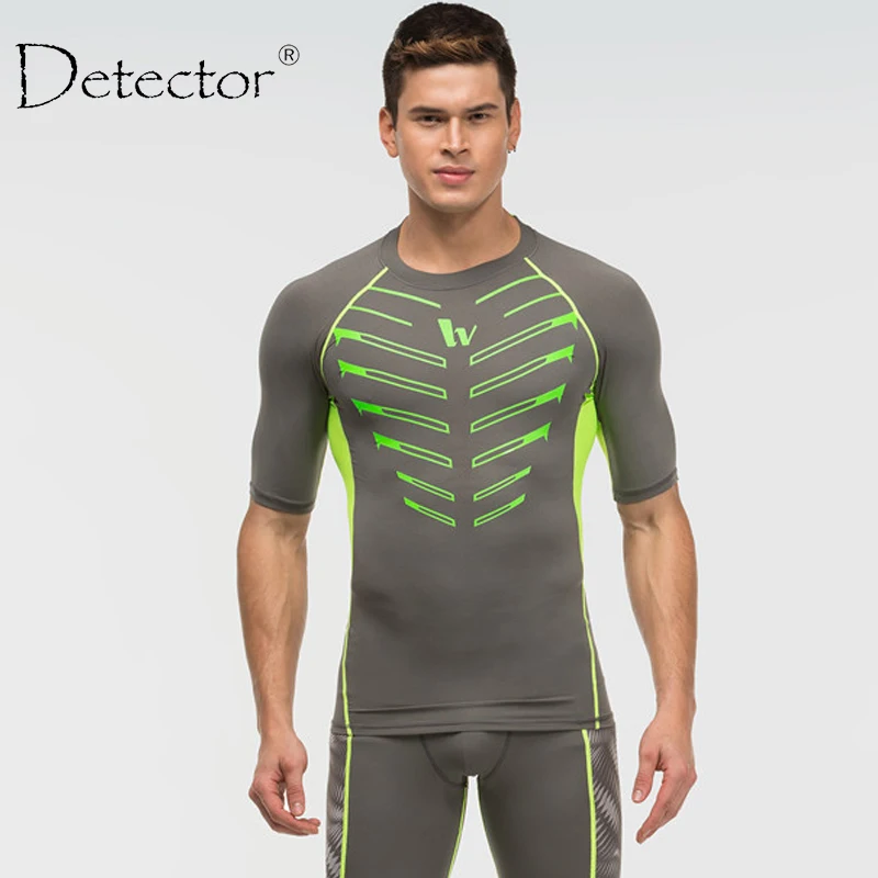 Detector Sport Man Leopard Camiseta Fitness Mens Compression Shirt Crossfit T-Shirt Running Tshirt Homme Cool Gym Clothing | Спорт и