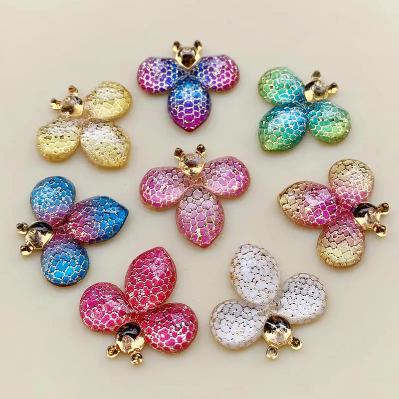 Разноцветные Мультяшные животные пчела Смола плоский Кабошон DIY декоративное