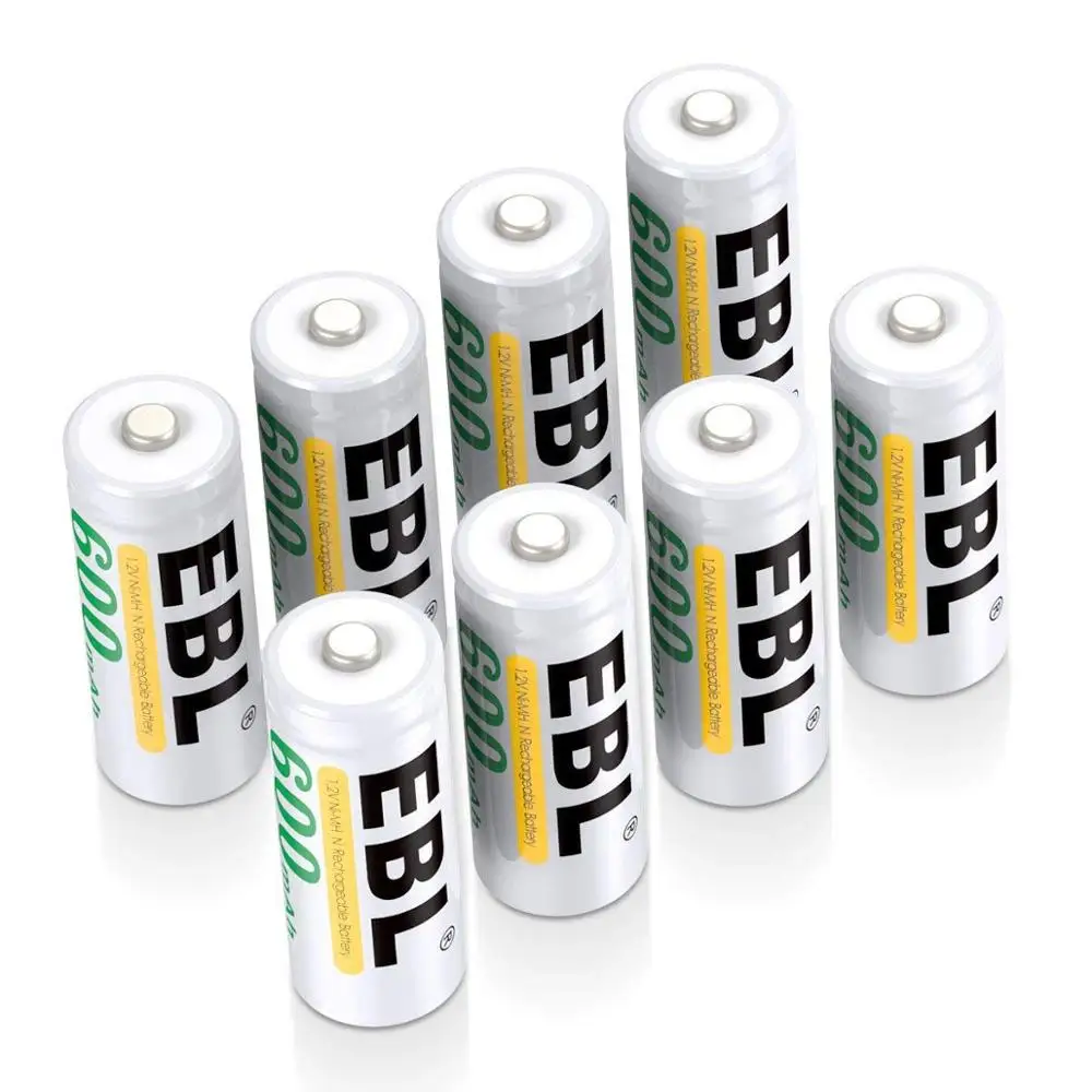 EBL 8 пакетов E90/LR1/MN9100 N размер батареи аккумуляторная батарея 600mAh Ni-MH для часов