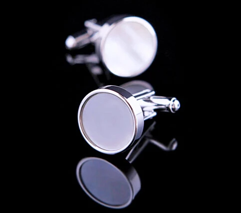 

Free Shipping Shell Cufflinks White Fashion Round Shell Design Natural Shell Decoration Gift For Men Cuff Links Wholesale&retail