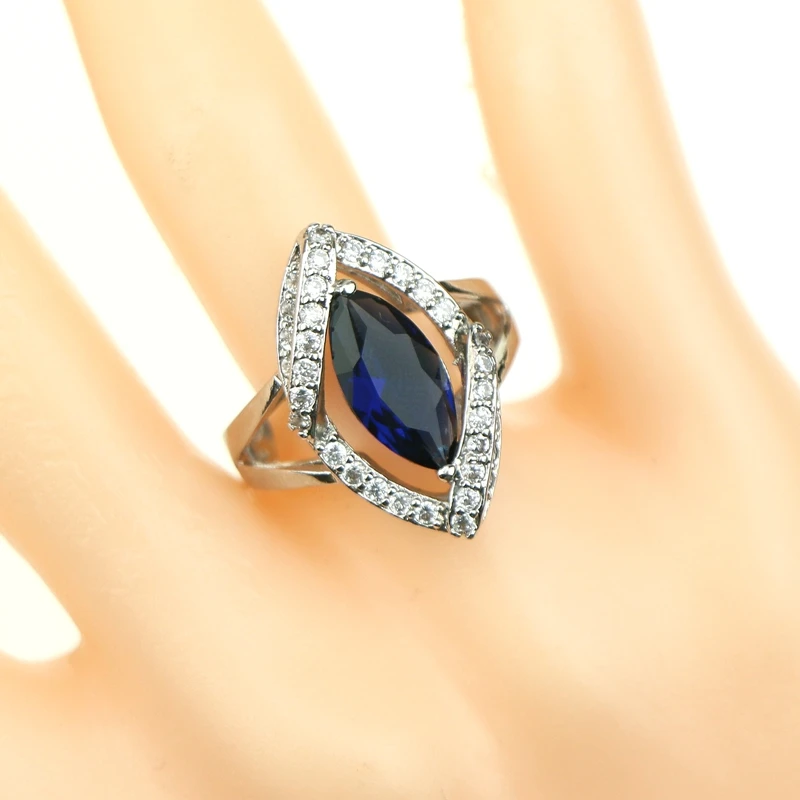 Женский ювелирный комплект из колье и серёг серебра 925 пробы|jewelry sets blue|silver jewelry