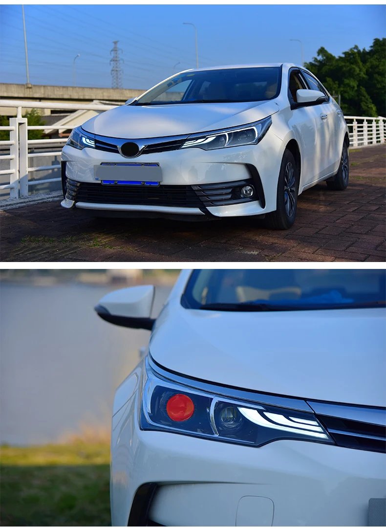 Светодиодные полосы фары для Toyota Corolla Altis фары- DRL HID Bi-Xenon проектор Лен