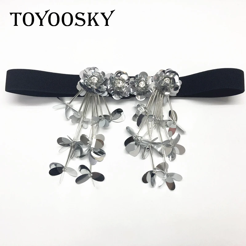 

2018 Fashion Women Belt For PU Leather Casual Belt of High Quality Beaded Flower Decoration Snap Fastener Belt TOYOOSKY