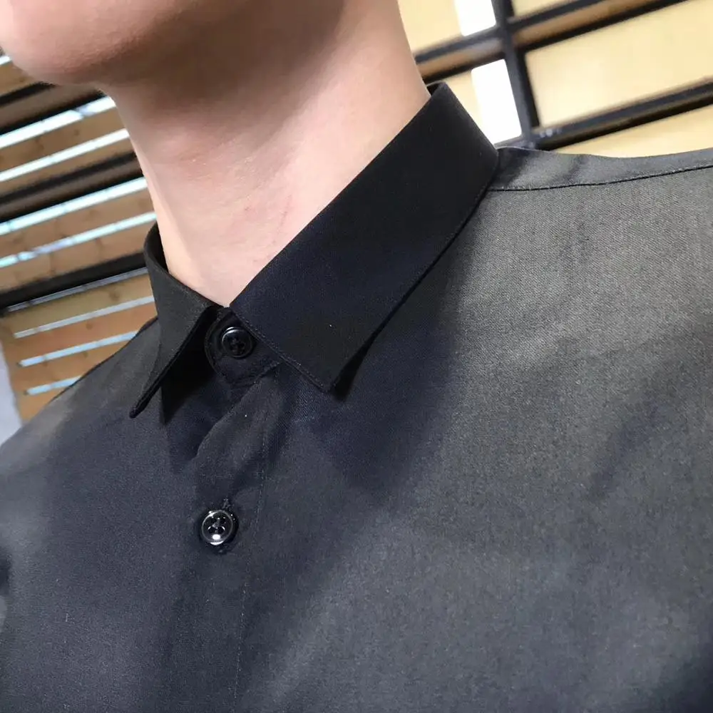 Приталенная рубашка с рукавом для мужчин Повседневная роскошная классическая