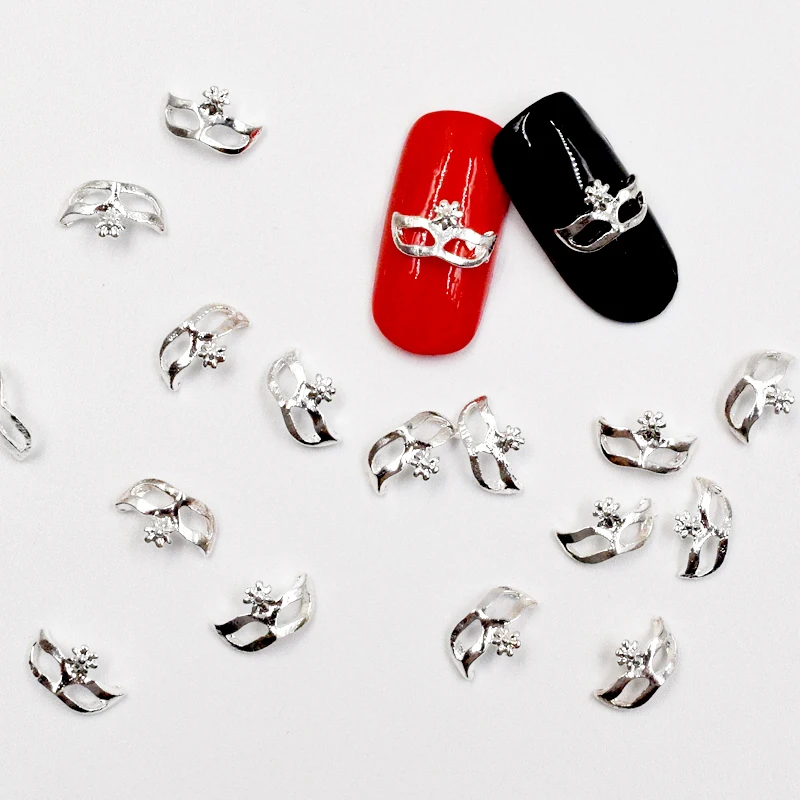 10pcs Manicure Silver mask 3D Nail Art Decoration Alloy Charms Nails Glitter Rhinestones Supplies SS386 | Красота и здоровье