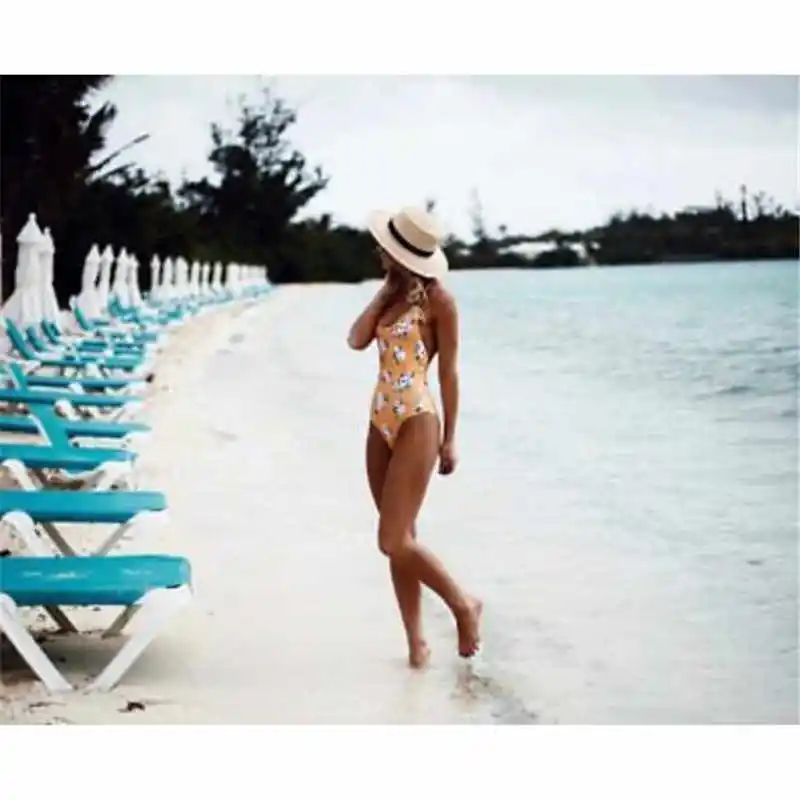 2017 Сексапильный бразильский монокини с принтом бандажный купальник пуш ап