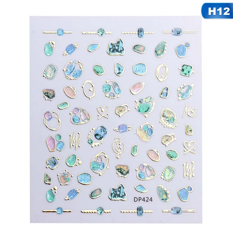 Стикеры 3D на ногти Nail Art самоклеющиеся драгоценные наклейки "Камни" сделай сам украшения для ногтей - Цвет: H12