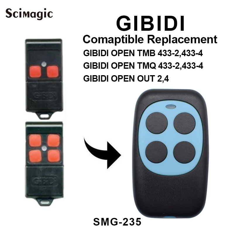 Compatible Garage Remote Control for GIBIDI OPEN TMB 433-2,433-4 / OPEN TMQ 433-2,433-4 / OPEN OUT 2,4 433mhz Fixed Code Keyfob Compatible Garage Remote Control for GIBIDI OPEN TMB 433-2,433-4 / OPEN TMQ 433-2,433-4 / OPEN OUT 2,4 433mhz Fixed Code Keyfob