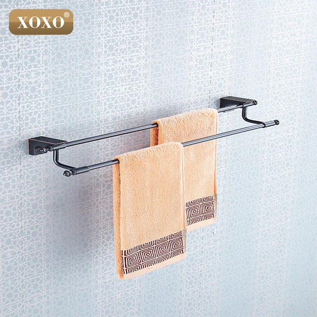 Двойная вешалка для полотенец античный держатель с черной отделкой строительный