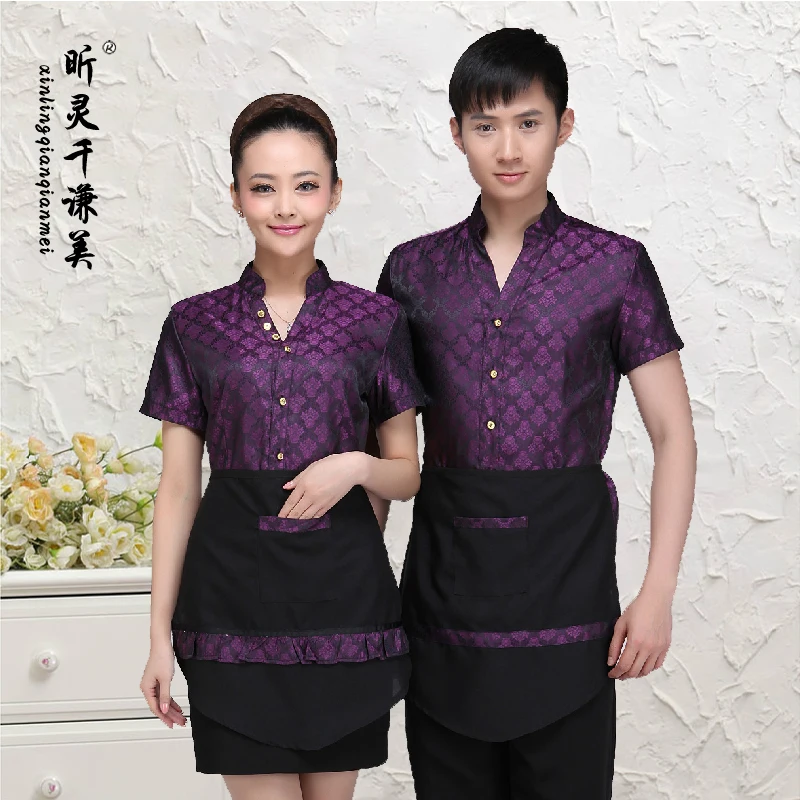 Ресторанная работа официанта летняя одежда для бара Униформа с короткими