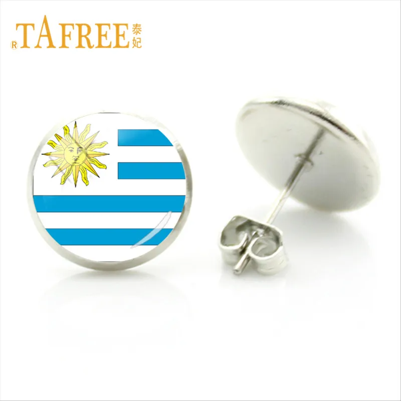 Tafree флаг Турция Испания Япония Швеция Серьги-гвоздики 28 Стили мира Флаг Фото Стекло камни Серьги стимпанк украшения fg87 - Окраска металла: FG99