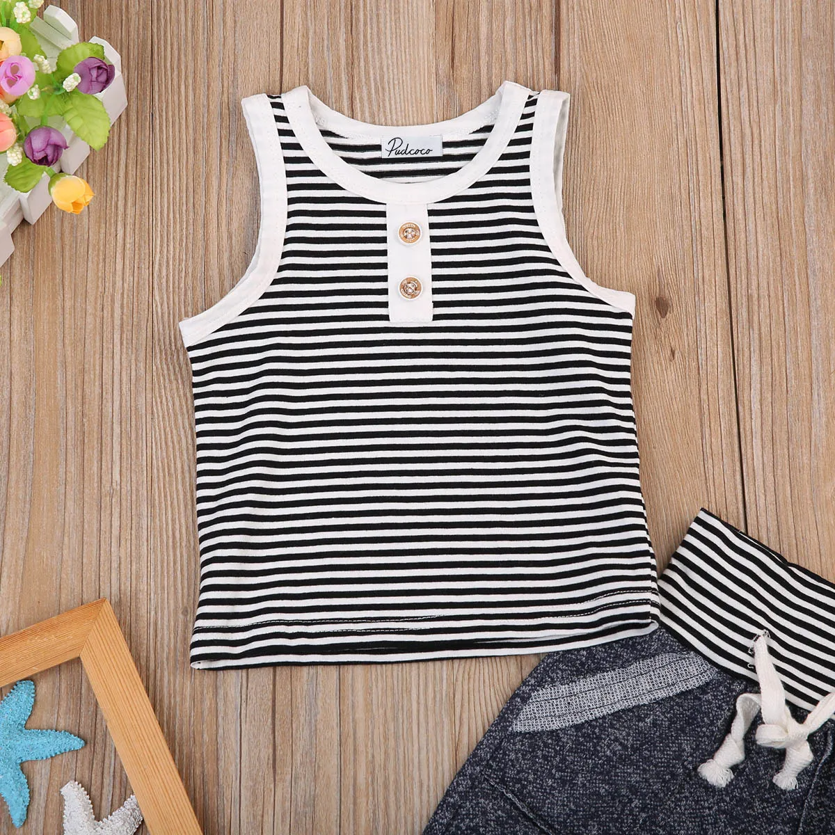 2Pcs Striped Kids Boys Strap Cotton Clothes Newborn Toddler T Shirt Tee Top+Pants Outfits US | Детская одежда и обувь