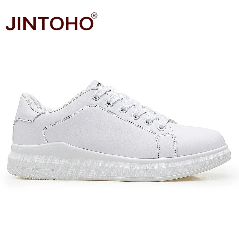JINTOHO модные брендовые повседневные мужские кожаные туфли белые дышащие