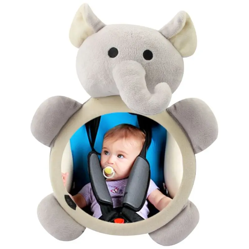 Asiento de seguridad para beb&eacute;, espejo retrovisor Interior de coche, espejos de felpa para ni&ntilde;os, juguete de dibujos animados-3