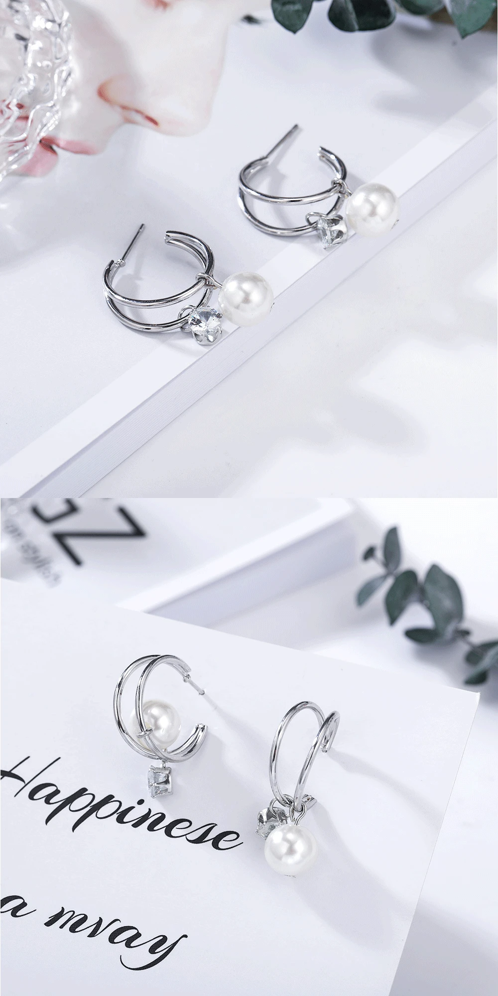 HanCheng, модные круглые серьги, серебряные серьги с жемчугом, стразы, висячие серьги, ювелирные серьги для женщин, brincos bijoux