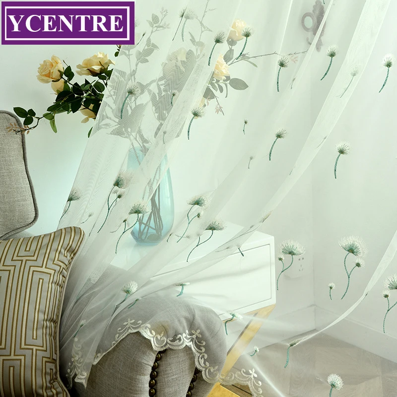 

Полувышитая белая и розовая вуалевая занавеска для окон, дизайн одуванчика, тюль, прозрачная занавеска для гостиной, кухни, спальни