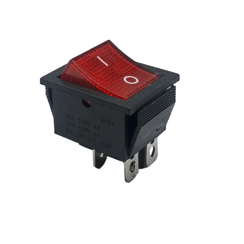 Красный 10 шт. 20 шт. KCD4 31*25 мм DPST 4PIN 16A/250 в красный/зеленый Кнопка ВКЛ/ВЫКЛ положение оснастки лодка кулисный переключатель медные ножки - Цвет: Красный