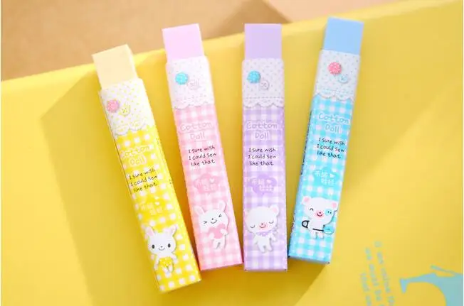 1 шт., Мультяшные Ластики для карандашей, Kawaii, в полоску, резиновые ластики для детей, подарок на приз, для письма, рисования, креативные канцелярские принадлежности, школьные принадлежности