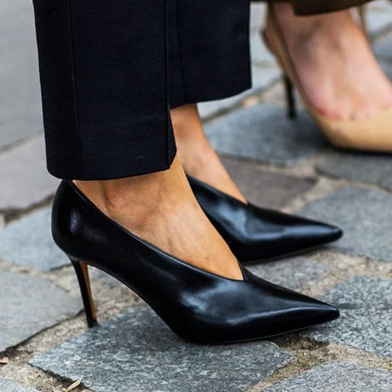 Уличная мода zapatos mujer коллекция 2019 года туфли лодочки с v образным вырезом и острым