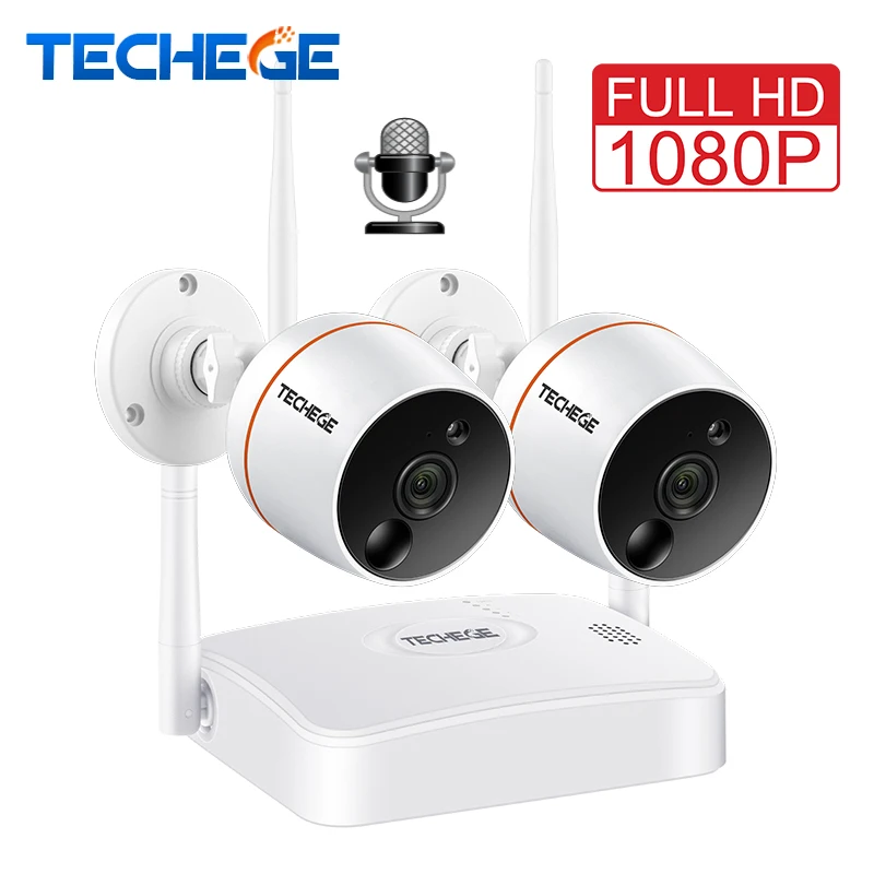 Techege 1080P CCTV камера система WiFi NVR комплект видеонаблюдения Водонепроницаемая