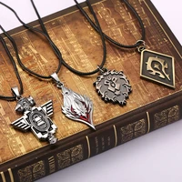 gothic punk necklace silver plated bronze the alliance dwarf the horde bloodelf chimera logo pendant game jewelry customer kolye