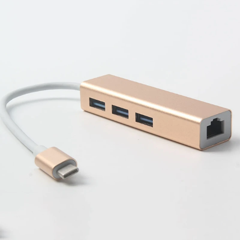 Usb3.1 к концентратору конвертер Тип C 3 портам Usb3.0 концентратор + Rj45 адаптер| |