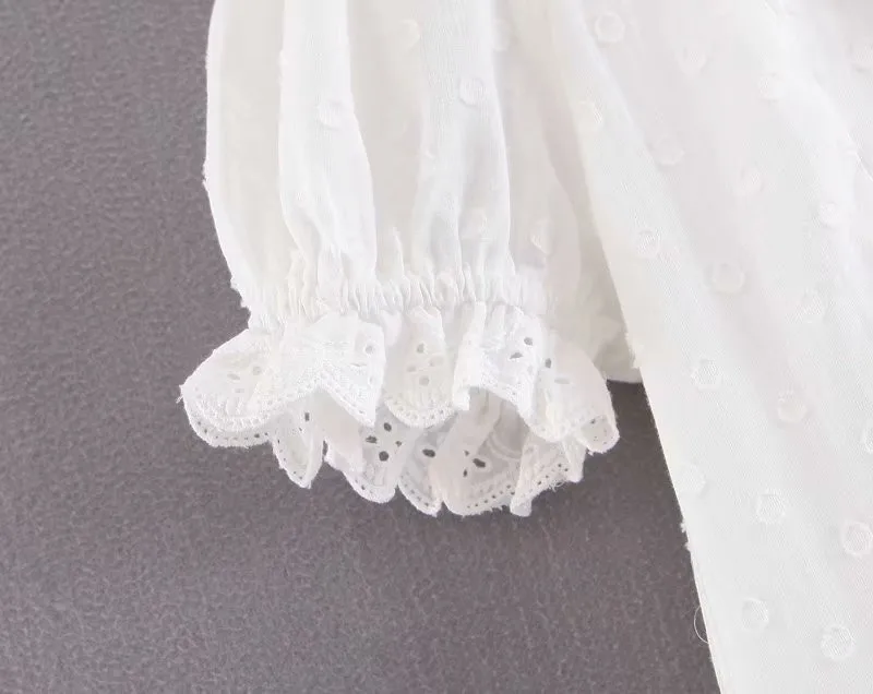 Bazaleas Vintage Cotton White women Long Dress Fashion summer Dress Beach Hollow Out vestidos Slim drop shipping