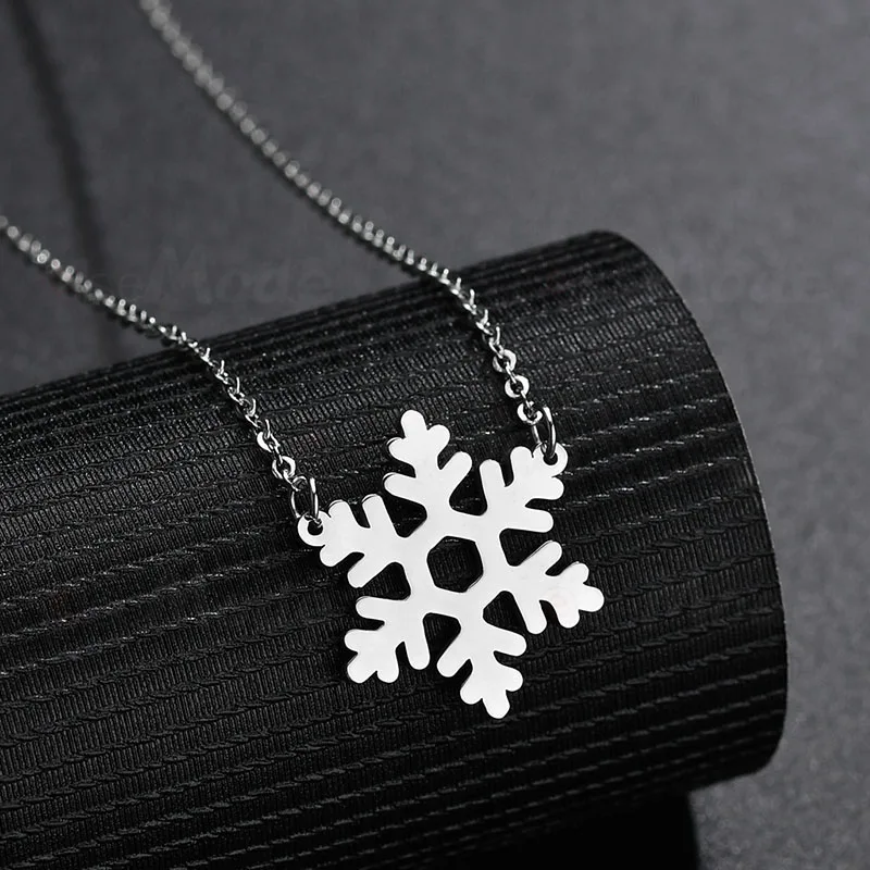 Модные ожерелья ELSEMODE с подвесками в виде снега зимней снежинки из нержавеющей