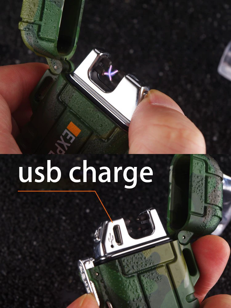 Водонепроницаемая USB плазменная Зажигалка двойная дуга для наружного кемпинга Спортивная Зажигалка для курения