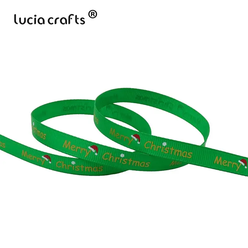 Style 19 5yards Lucia crafts 5 ярдов/12 ярдов 10 мм печатные рождественские корсажные/атласные ленты DIY рождественские вечерние упаковочные материалы T0502 - Цвет: Style 19 5yards
