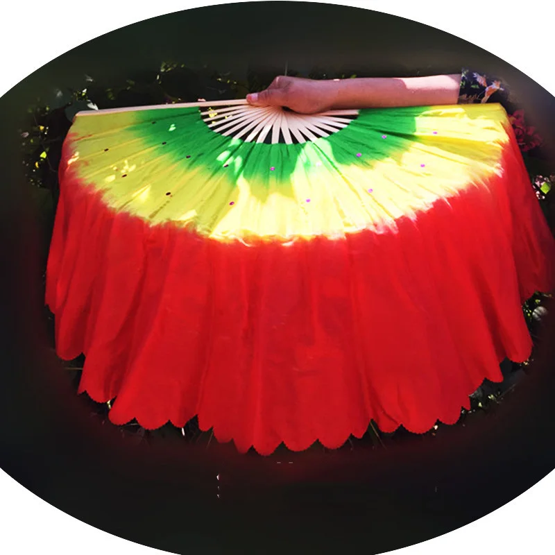 Красивые вентиляторы для танца живота дам 100% Шелковая вуаль 4 цвета веер женщин