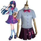 Женский костюм из аниме радужный Пони, костюм для косплея Сумерки, милая рубашка, юбка для женщин