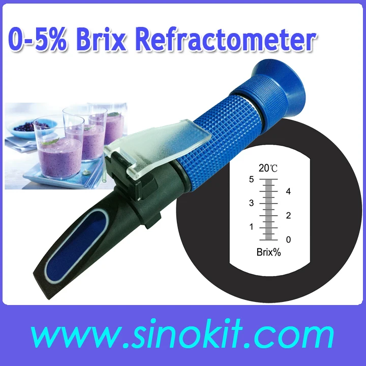 

Low Brix 0-5% Plastic Hand Refractometer P-RHB-5ATC Blue Blue Grip