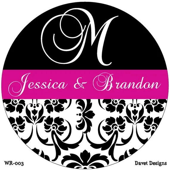 

Personalized Wedding Stickers Labels 100pcs, Wedding Date and Name Monogram, Laser Decoration Favors