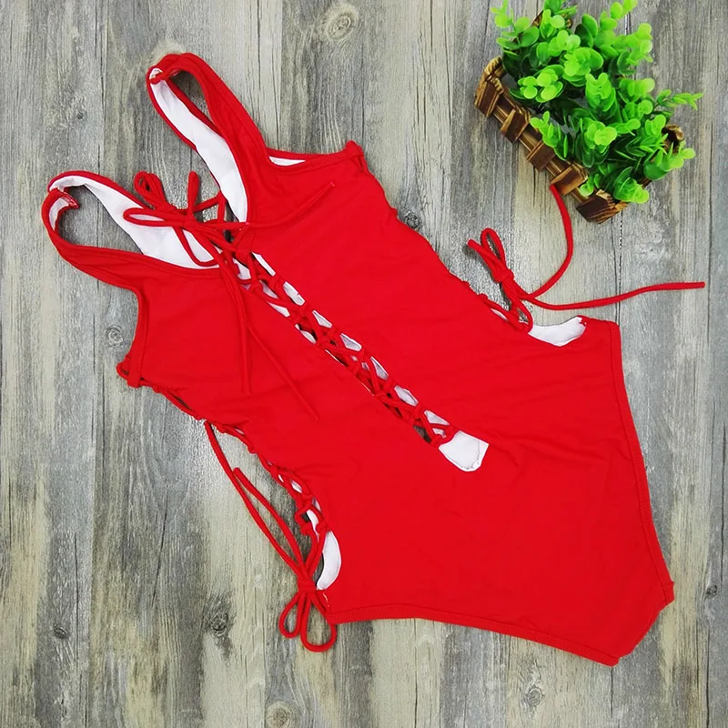 Сексуальный цельный купальник с перекрестными ремешками Женский бандажный