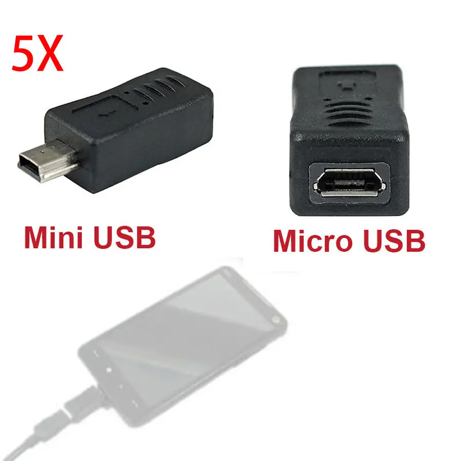 2018 1Pc Micro USB Female to Mini Male Adapter Charger Adaptor Converter Black Wholesale Cheaper |