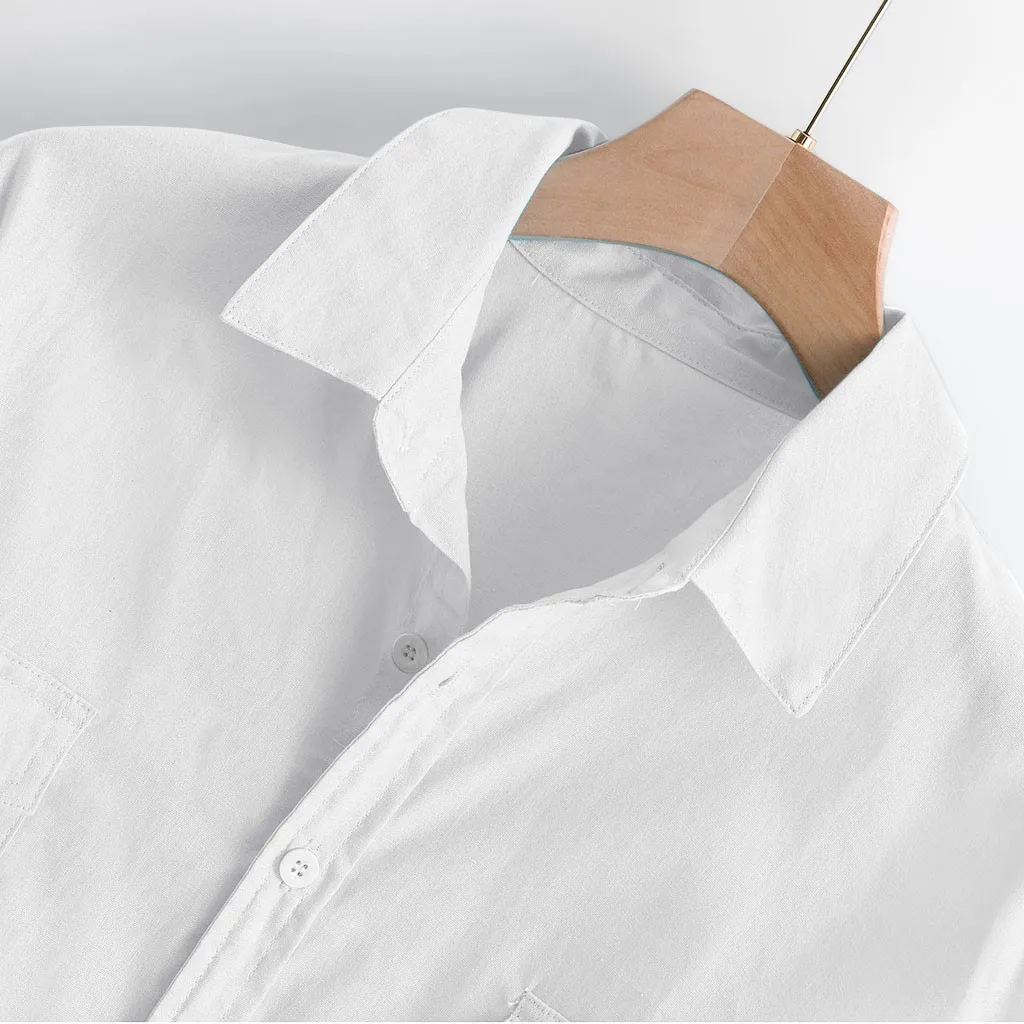 Men Shirt Fashion Linen Shirt Men Casual Slim Linen Solid Long Sleeve Shirt Hawaiian Beach Shirt European Size Camisa Masculina
