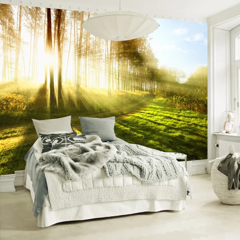 Фотообои 3D с невооруженным глазом зеленая дорога свежий свет столовая гостиная