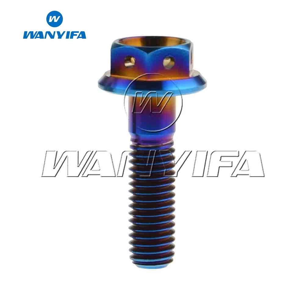 Синий Титановый "Wanyifa" болты M8x20 25 30 35, 40 45 55 мм шестиугольный полый винт с фланцевой головкой для уход за кожей лица маска Велосипедный спорт мотоцикл винты - Цвет: Синий