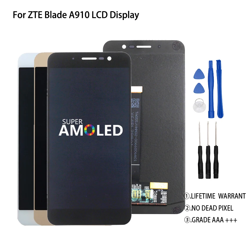 5,5 дюймов для ZTE Blade A910 BA910 TD-LTE ЖК-дисплей сенсорный экран дигитайзер сборка идеальный Ремонт Часть Бесплатные инструменты