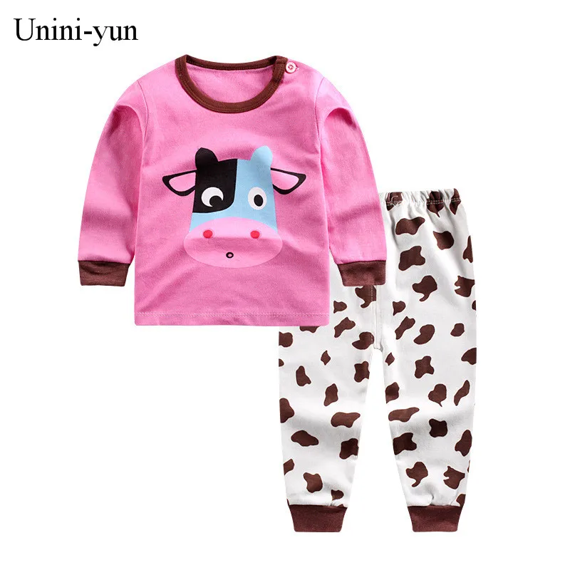 

[Unini-yun]2017 new kids clothing set baby boy cotton t shirt pants children set for Spring boy cartoon clothes fits 12M-6T