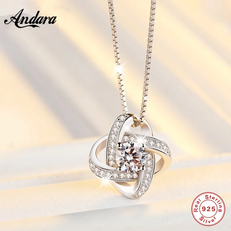 

100% Sterling Silver 925 Jewelry Necklace Pendant Eternal Heart Women's Necklace Chain Length 45 cm