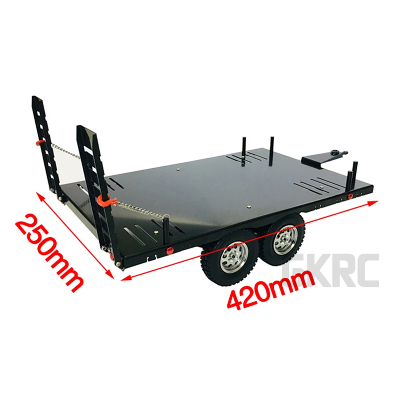 Double Axis Metal Alloy Flatbed Trailer 420mm*250mm For 1/10 Rc Crawler Trx4 Rc4wd D90 Scx10 Vs4-10 Jimny Gen8 Wraith | Игрушки и хобби