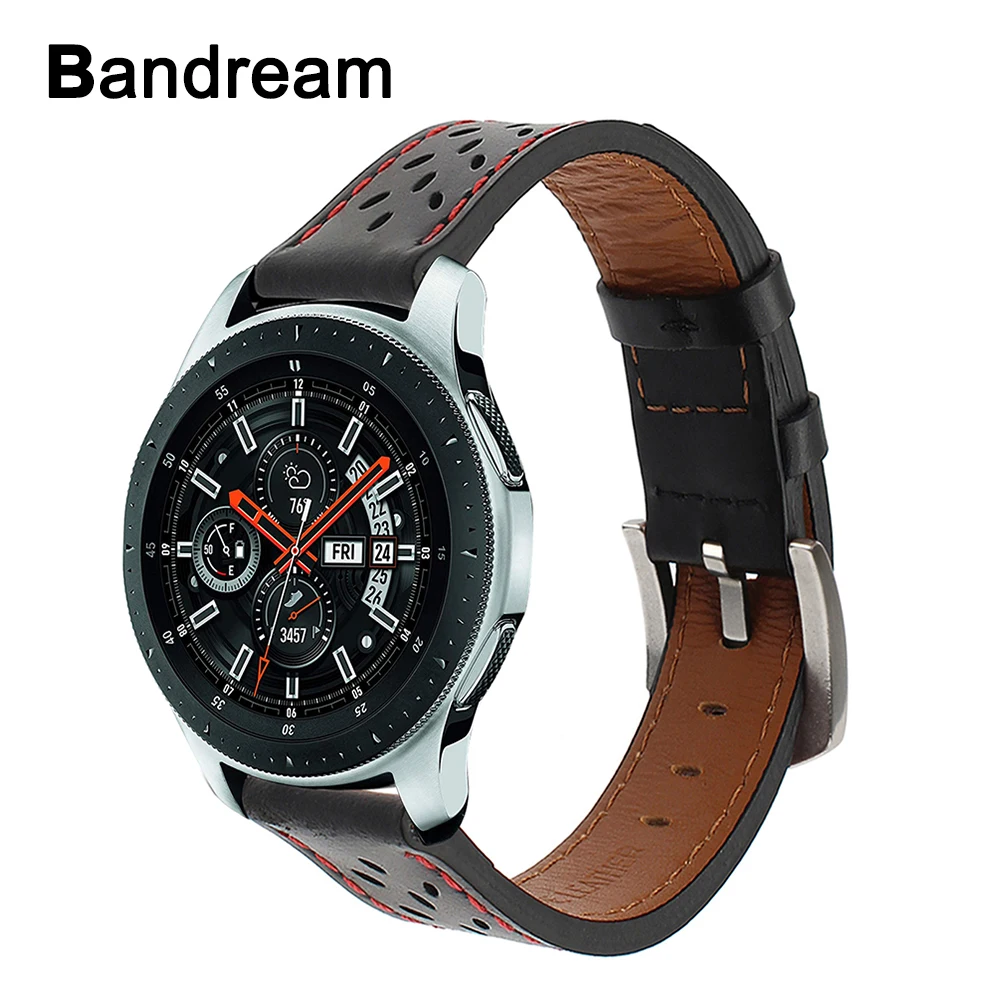 Bandream ремешок из натуральной кожи для samsung Galaxy Watch 42 мм 46 мм/Active 2 40 мм 44 мм быстросъемный ремешок